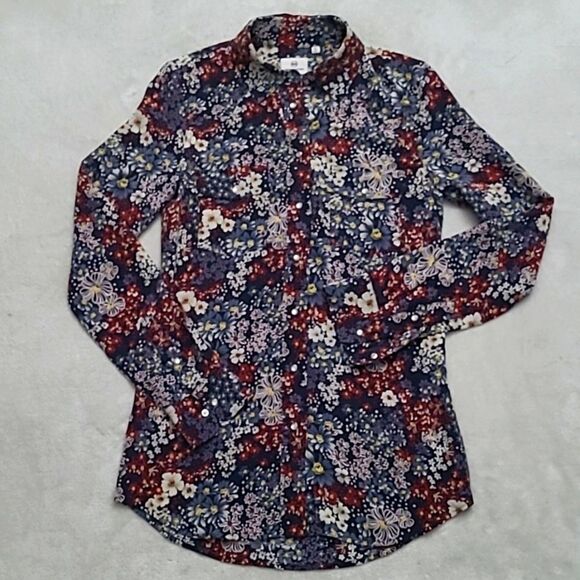 Adriano Goldschmied Women's Size XS Silk Blouse Snap Button Floral Western Boho - Picture 1 of 15